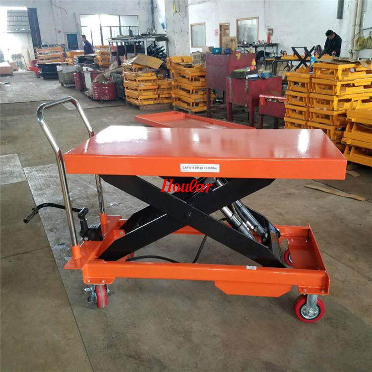 移动小平台手动液压脚踩平台车脚踏手推升降PTD2000液压手推车