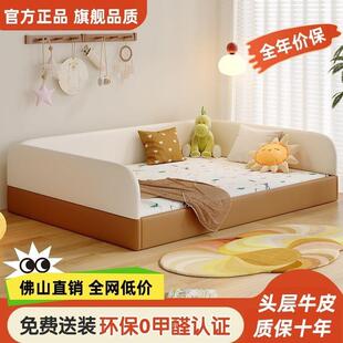 蒙氏地台床儿童高箱储物床简约现代带护栏婴儿宝宝拼接地板床