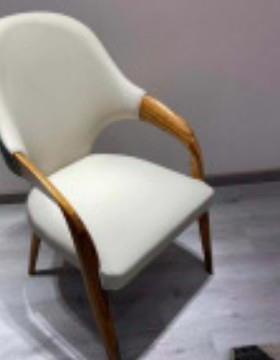 BDMA01-SMEFPD01灯带款轻奢扶手餐椅现代实木休闲桌椅子售楼接待