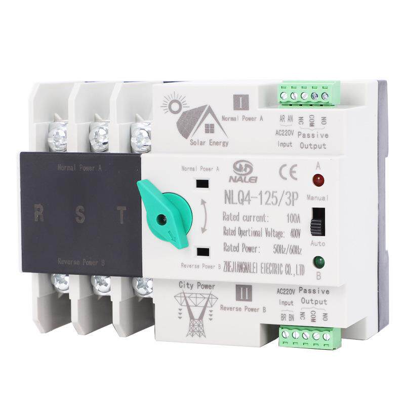 英文不断电双电源自动转换开关NLQ4-125/3P100A80A63A光伏款
