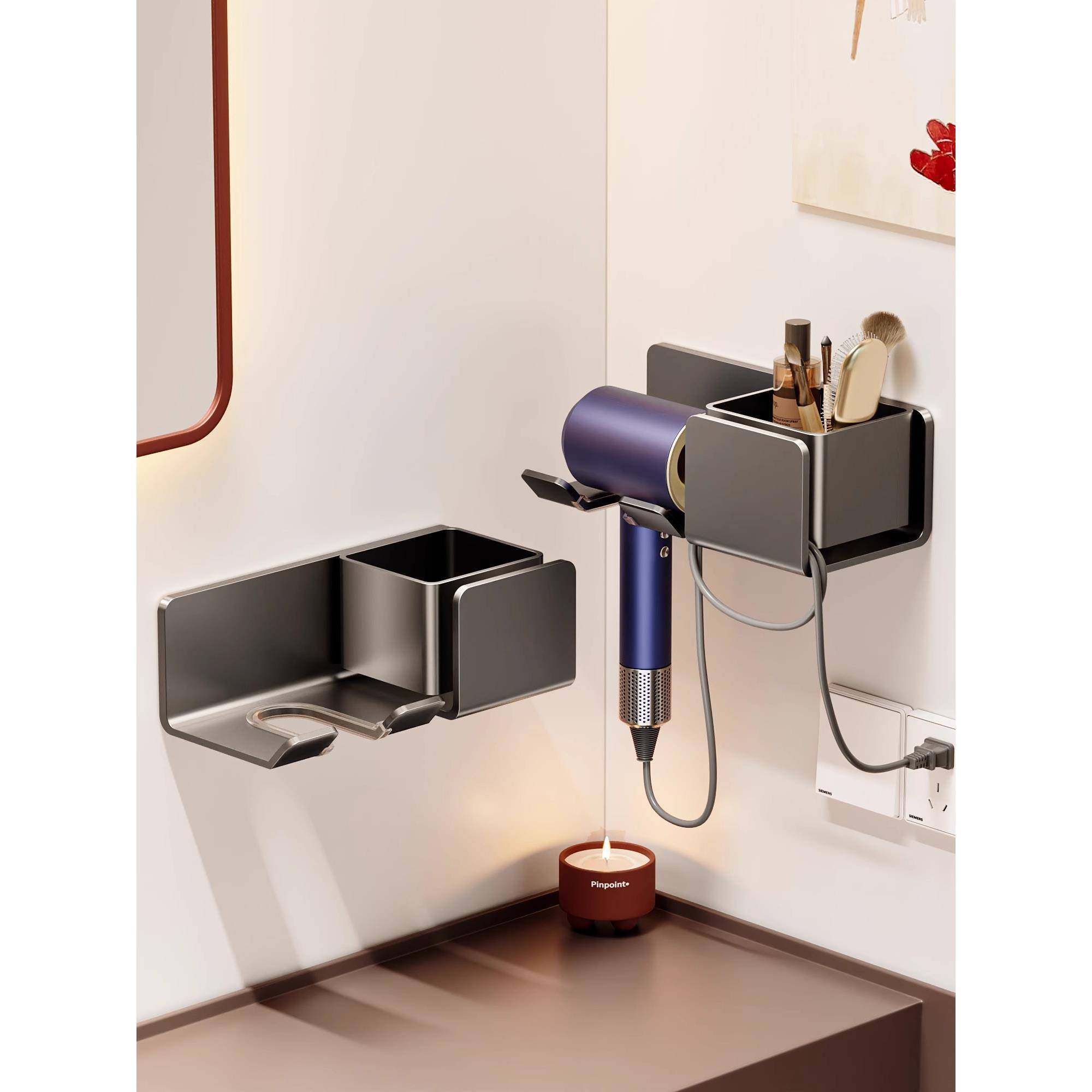 吹风机储物架不打孔浴室储物架缠绕式吹风机衣架吹风机支架浴室架