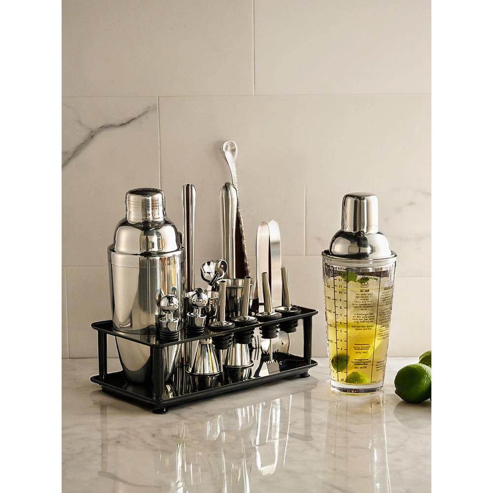 德国304不锈钢调酒器玻璃雪克杯手摇壶鸡尾酒吧工具套装入门摇杯