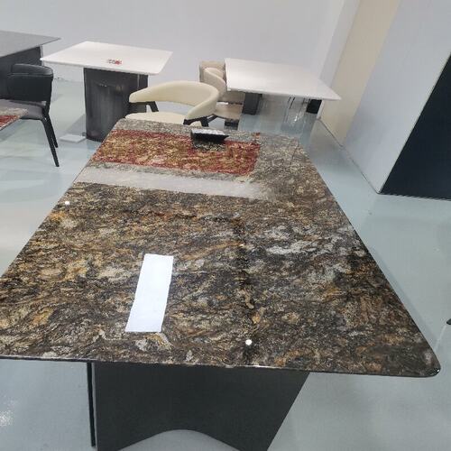 铂金钻奢石高光圆形餐桌定制