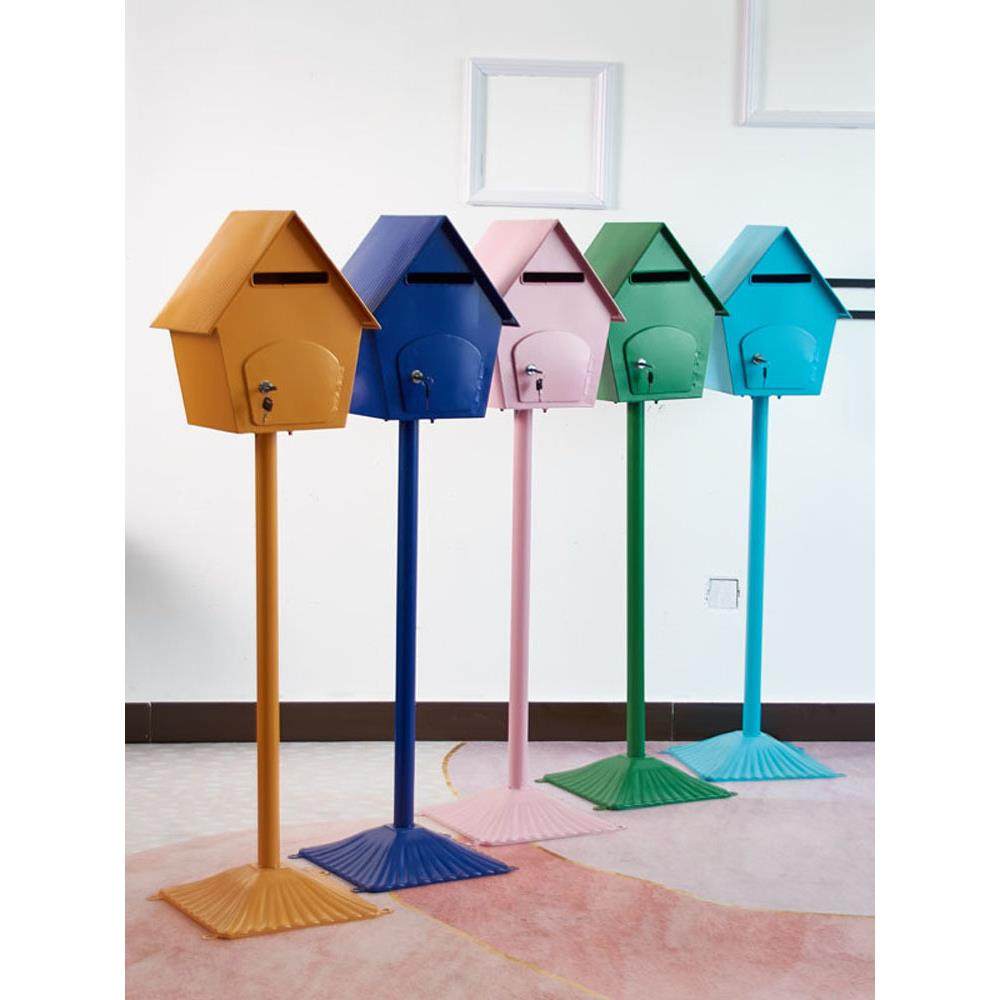 网红铁艺房子信箱报箱意见箱复古欧式立式邮筒软装饰落地摆件道具,3C数码配件,USB灯,淘宝优惠券,粉丝福利购,淘宝优惠卷