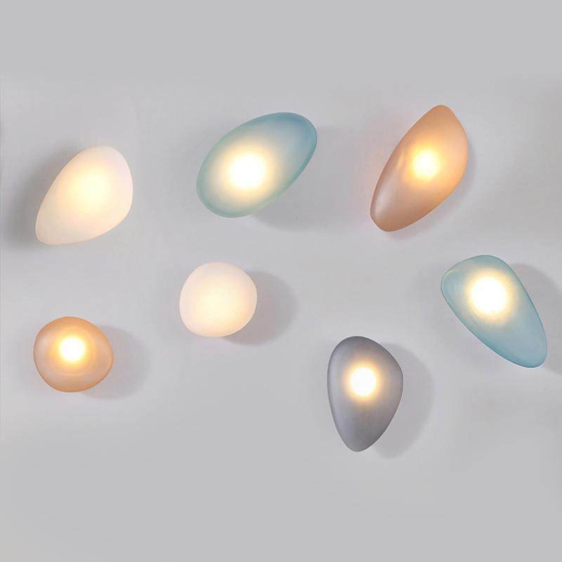 北欧卧室床头灯彩色鹅卵石玻璃壁灯酒店过道设计师走廊样板间壁灯