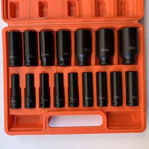 小风炮1/2加长16件套筒引擎十二角加长套筒12角梅花套筒10-32mm