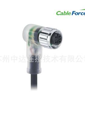 M123Pin母弯头预铸式10M带LED指示灯替换XS2F-M12PUR3A10MPLED