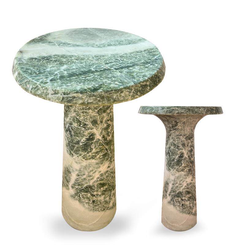 天然大理石翠绿小圆边几现代简约轻奢咖啡桌客厅茶几边几饭台柜子