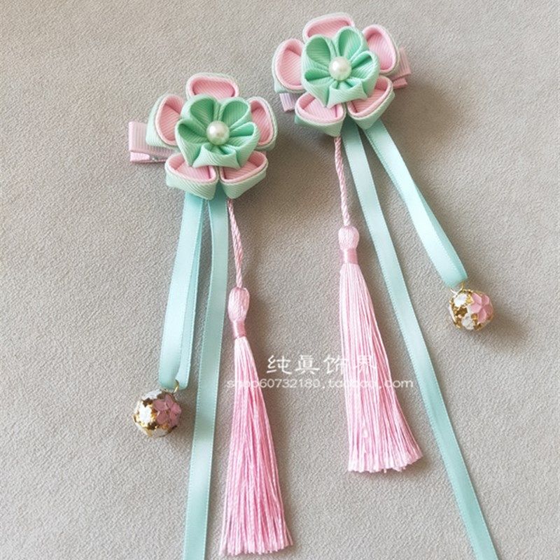 女童古装发饰流苏飘带发夹中国风穗子头饰女孩旗袍汉服配饰品