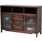 新中式 乌金木餐边柜茶水碗柜1.4米实木大酒柜餐厅中式 极简储物柜