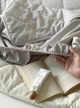 夹棉牀笠牀垫灰色保护套全棉席梦思褥子套防尿垫全包防尘1.5m1.8