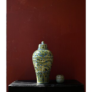 占领梅瓶青花瓷花瓶陶瓷鲜花干花客厅插花装饰花器高级感轻奢落地