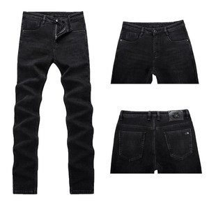 加长冬季黑色加绒加厚牛仔裤男宽松直筒弹性商务带绒加毛裤子男