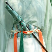 腰扇可卷扇子团扇长柄古风女仙气夏天凉快耐用古典汉服旗袍舞蹈扇