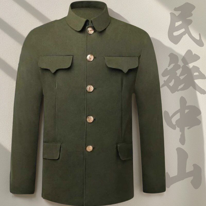中山装男中老年人爸爸装中山服装春季爷爷外套老人上衣老式军便服