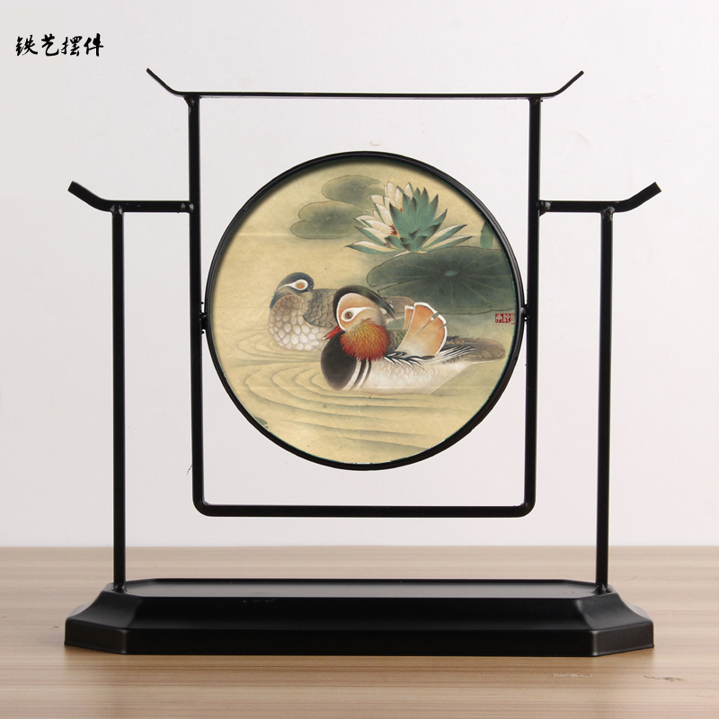 承沁新中式小摆件家居摆设装饰工艺品夫妻恩爱鸳鸯戏水姻缘圆形装