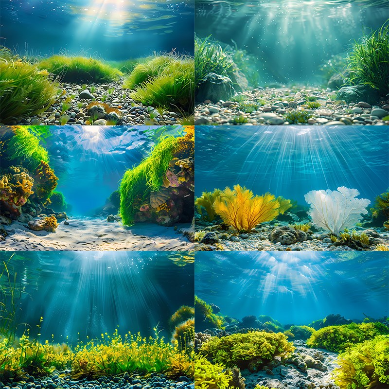 鱼缸背景贴纸画高清3d立体水草绿植装饰背景纸壁纸外贴鱼缸背景画