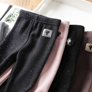 女童一体加绒加厚打底裤秋冬季新款儿童宝宝洋气外穿小脚铅笔裤子