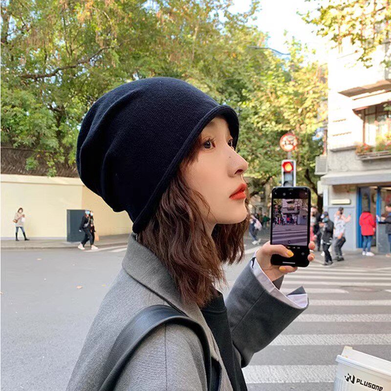 堆堆帽假发可拆卸针织帽子假发水波纹短发中长短卷发光头自然逼真