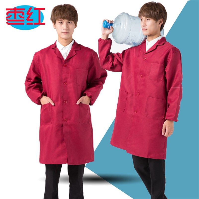 蓝大褂长款工作服男女车间仓管物流养殖场防尘搬运劳保服印字LOGO