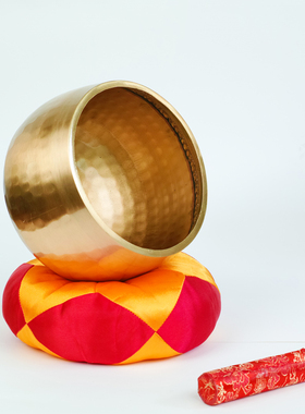 铜磬静心钵佛音转经碗引罄修行钵寺庙纯铜法器碗垫子纯铜引磬铜庆