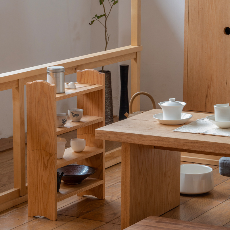 MUMO木墨 茶空间小杯架 原木红橡木樱桃木黑胡桃简约茶室展示架子