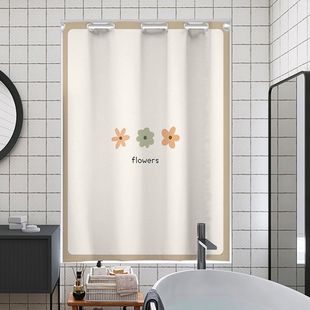 卫生间浴室窗帘防水半遮光免打孔儿童房安装卧室小窗口遮挡帘