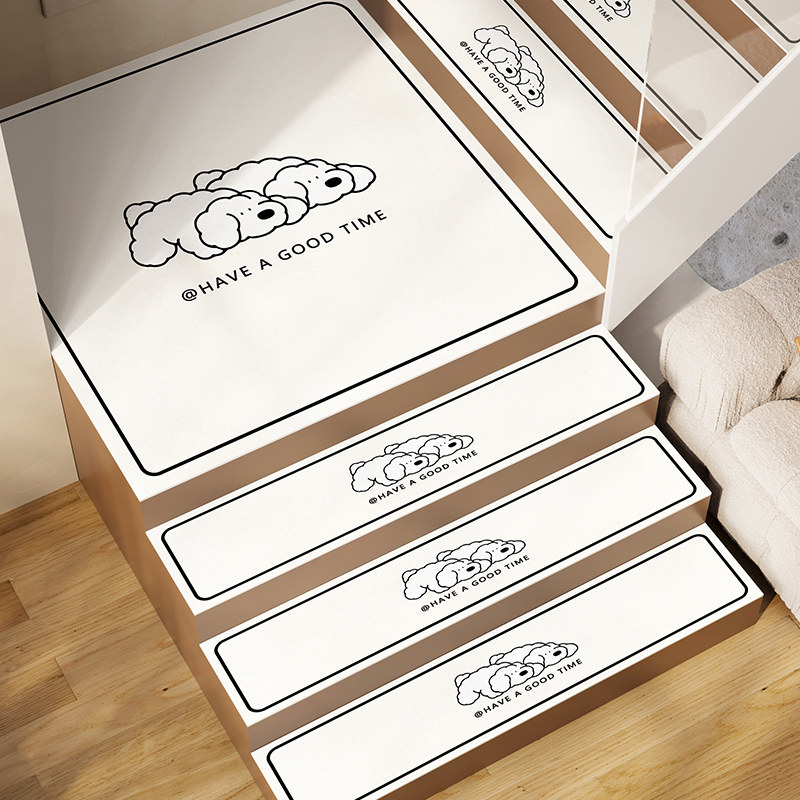 楼梯垫踏步垫可爱风除尘防摔静音防滑家用室内转角阶梯式楼梯地毯