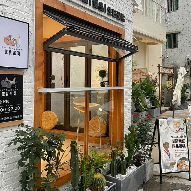 折叠窗推拉窗任意提升窗奶茶店咖啡店全开窗全景自由上下折叠窗