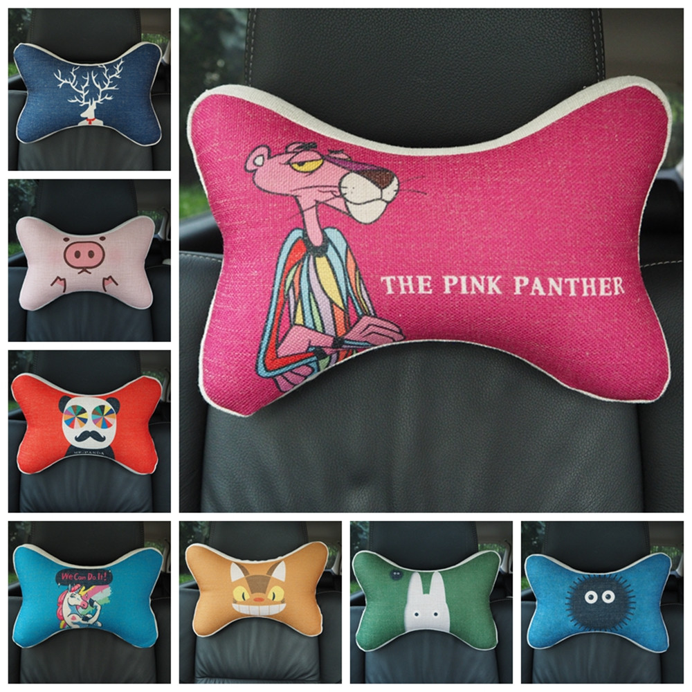 可爱卡通汽车慢回弹记忆棉头枕四季通用棉麻骨头枕颈椎枕可拆卸