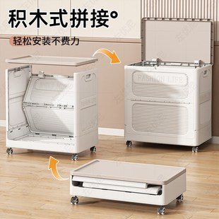 衣服收纳箱家用大容量带滑轮客厅玩具整理神器翻盖折叠被子储物柜