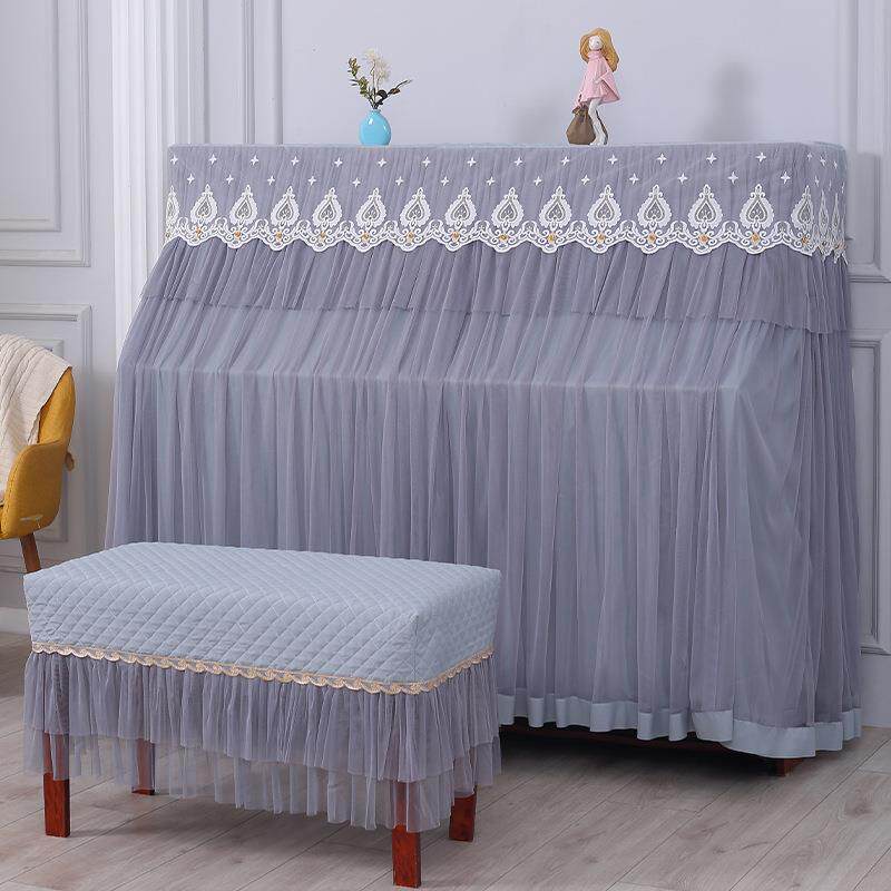 现代简约风加厚蕾丝钢琴防尘罩欧式全罩轻奢感钢琴套钢琴凳c^