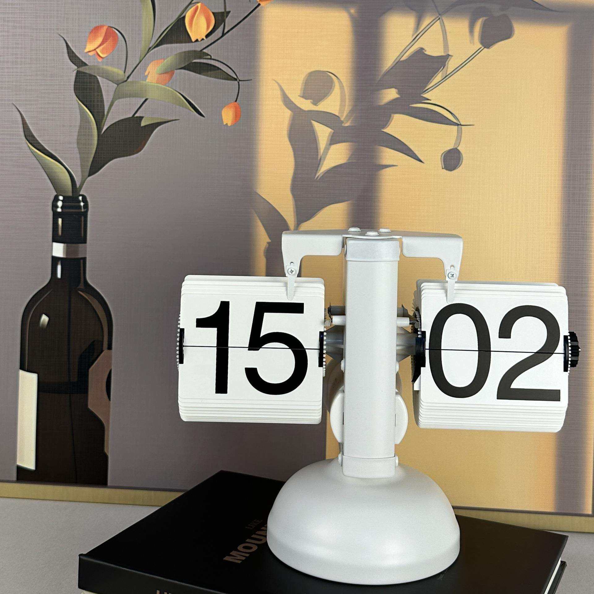 创意机械自动翻页时钟桌面简约复古台式数字摆钟轻奢极简装饰座钟,五金/工具,其他电线电缆,淘宝优惠券,粉丝福利购,淘宝优惠卷