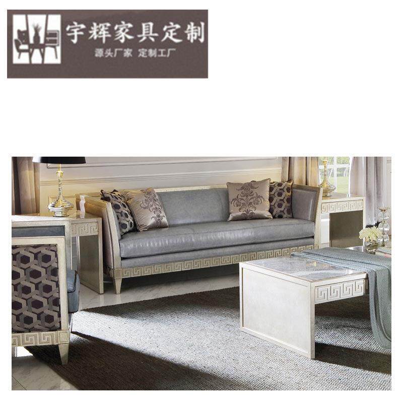 福溢家居意大利米兰皮艺三人沙发美式油蜡皮沙发客户皮沙发