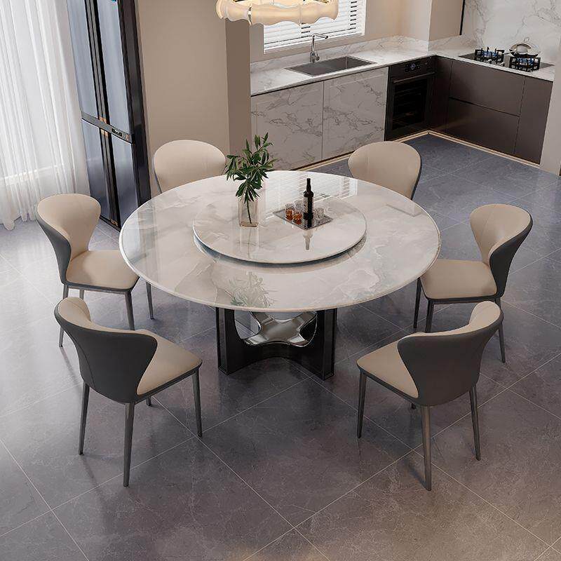 轻奢超晶石餐桌椅高端微晶石奢石饭桌子家用小户型天然大理石圆桌