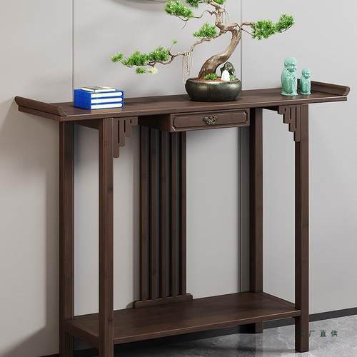 新中式玄关柜现代简约玄关桌禅意客厅进门条案中堂供桌端景台窄款