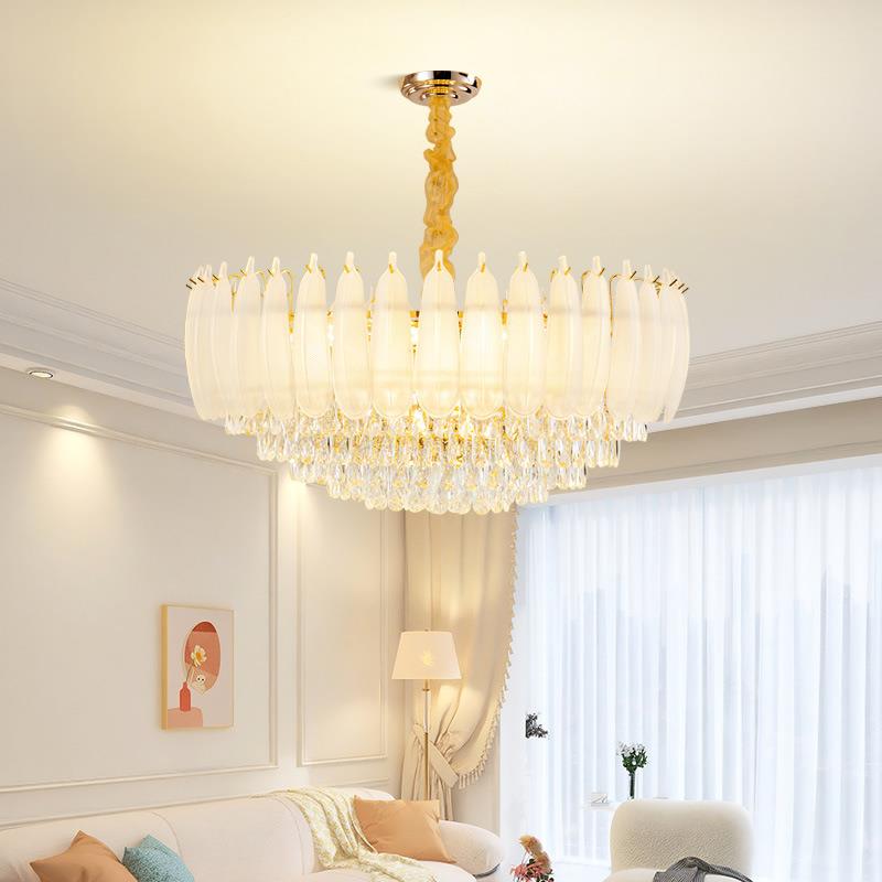 客厅后现代轻奢大厅水晶吊灯美式简约羽毛卧室灯高档复古餐厅灯具