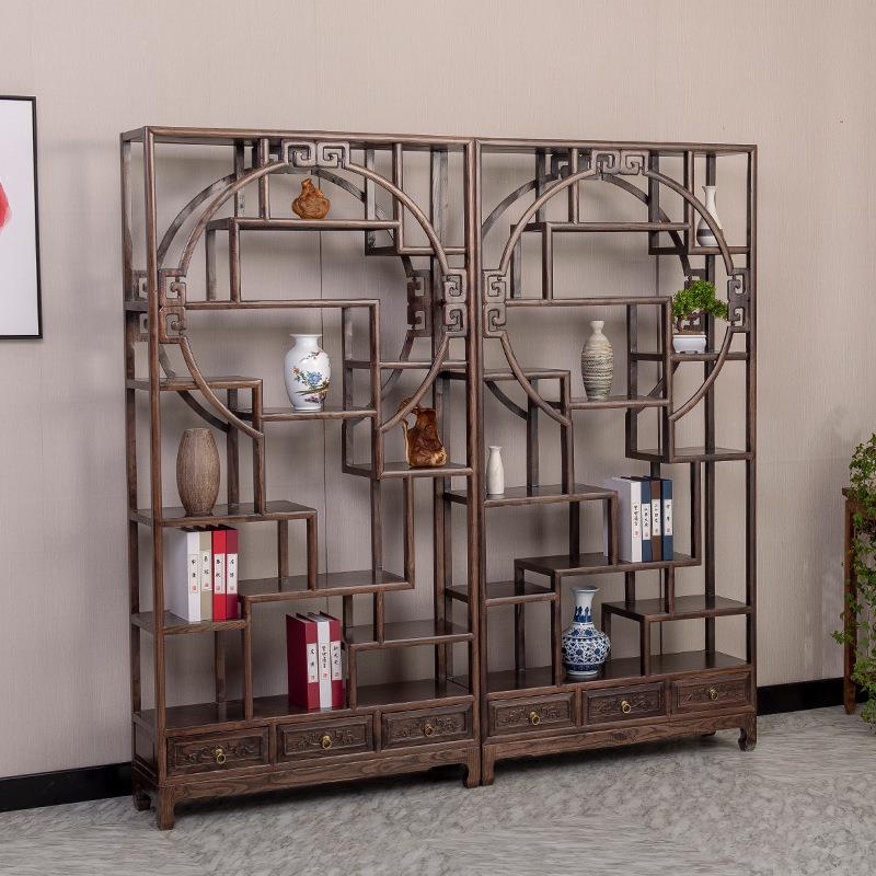 博古架实木中式置物架古董架茶具架展示柜隔断柜玄关柜书架陈列柜