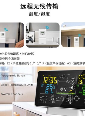 2023新款彩屏无线WIFI 涂鸦智能多功能温湿度闹钟 天气预测气象钟