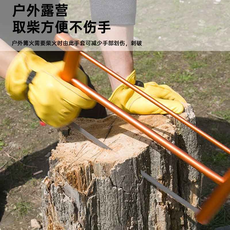 复古防切割防护工作手套司机搬运耐磨劳保手套黄色头层牛皮