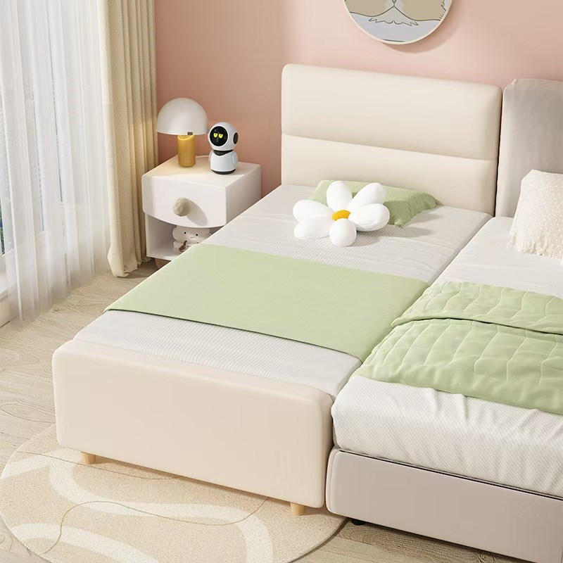 软包儿童拼接床带护栏婴幼儿宝宝床男女孩单床加宽床拼接大床定制