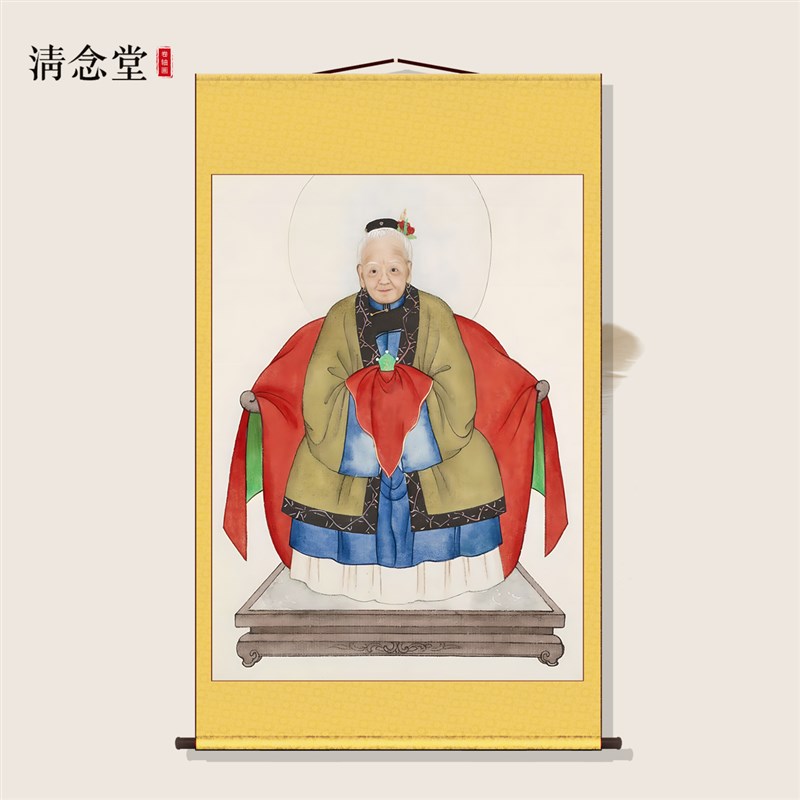 胡三太奶画像胡家之主挂画胡太爷东北出马客厅堂口供奉装饰卷轴画