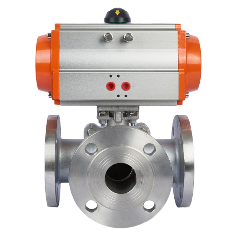 气动三通球Q/5F-1P转向L/T型法兰球 分流DN15-