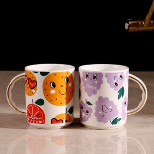 漱口杯牙刷架牙缸爱果园杯子家用洗漱杯装创意陶瓷牙刷杯子