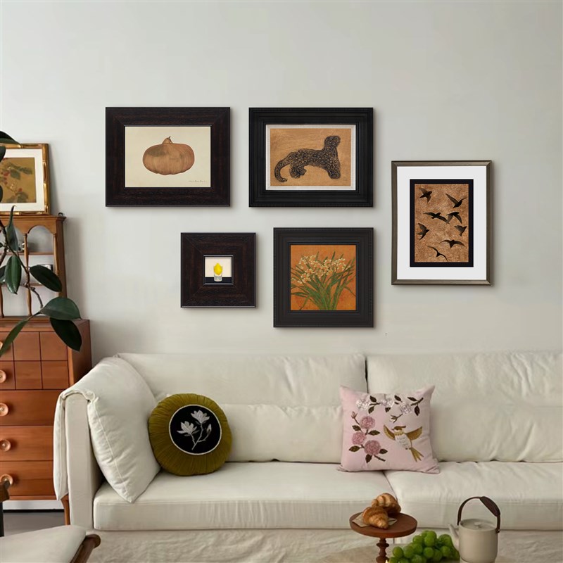 画玩美法式复古餐厅客厅小众艺术组合挂画中古风古典玄关柜装饰画