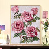 玫瑰级感数字油画填充填色手工绘卉艺术丙烯油彩画装 饰画