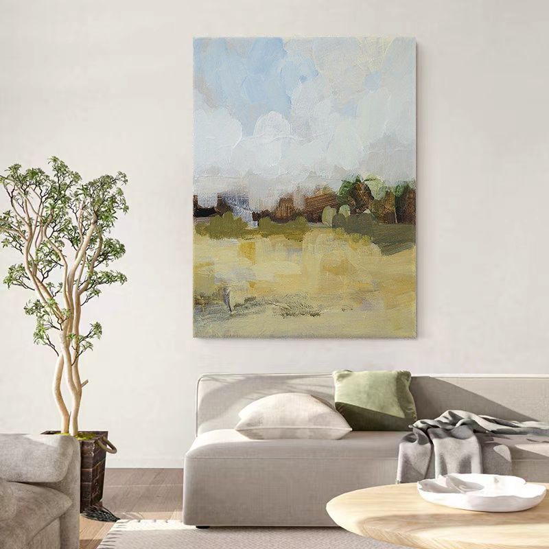 HW.int纯手绘油画《春光道》侘寂风客厅装饰壁画玄关挂画抽象画