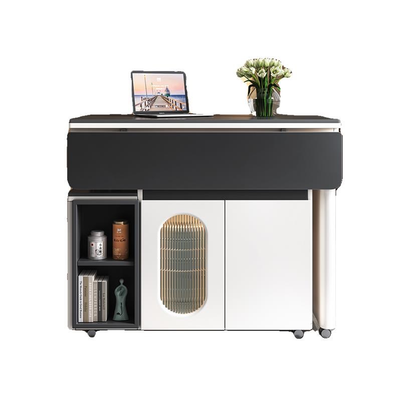 岩板可餐桌椅茶桌两用家用岛台小户型饭桌折叠伸缩茶餐桌