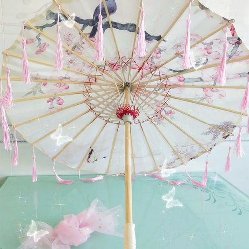 古风流苏绸布伞防雨古代汉服舞蹈伞装饰道具走秀演出跳舞油纸伞