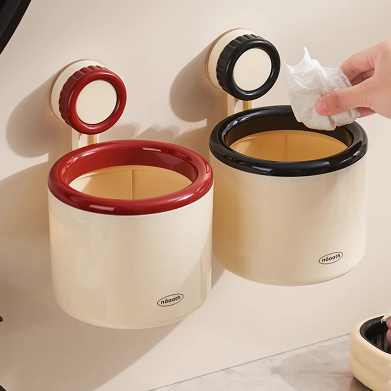 壁挂式垃圾桶吸盘旋转卫生间梳妆台桌面小号迷你纸篓挂式收纳桶